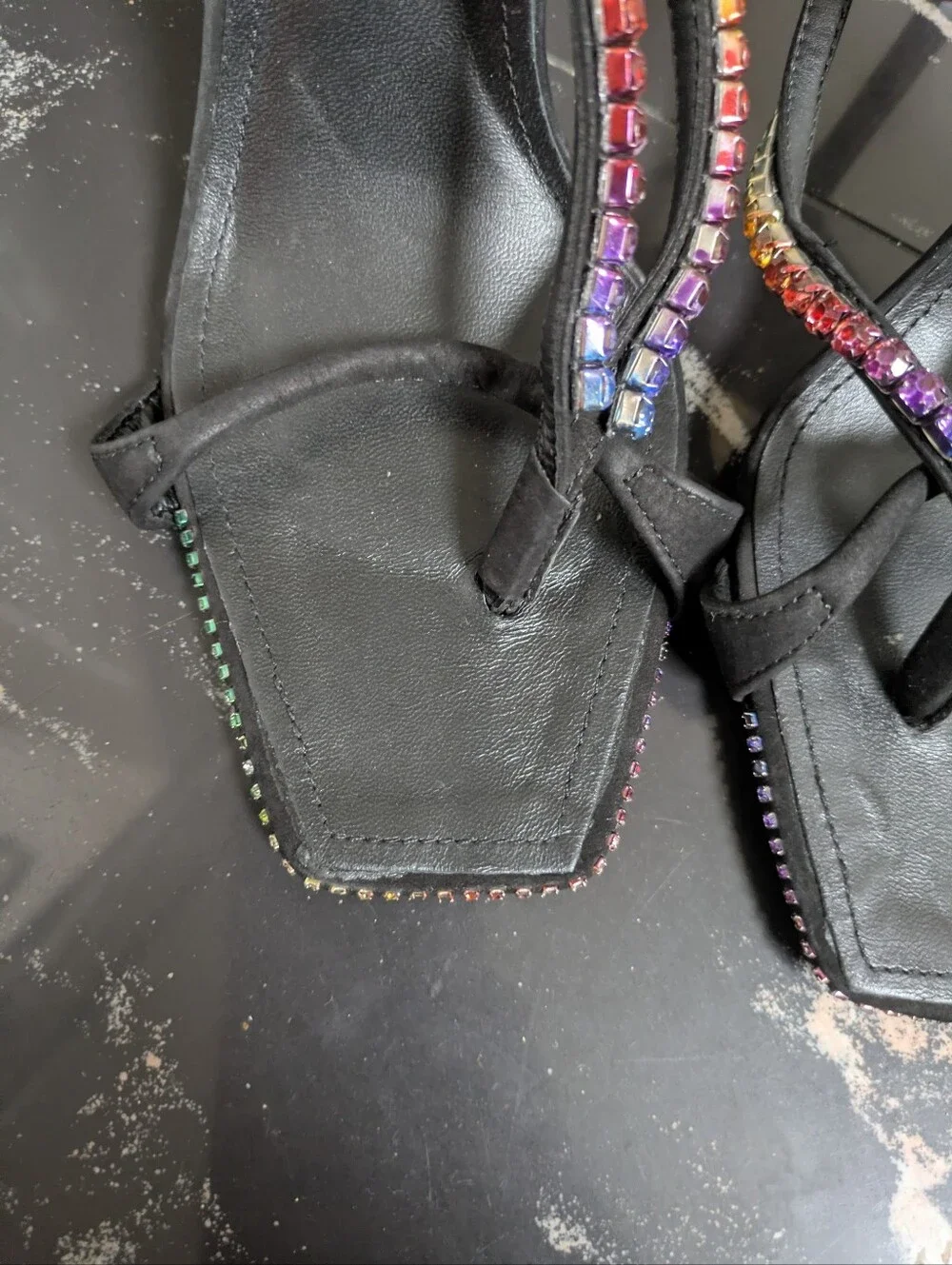 SCHUTZ Crystal T-Strap Sandals Size 9.5